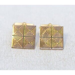 Vintage Gold Tone Geometric Egyptian Cuff Links by Swank - K1